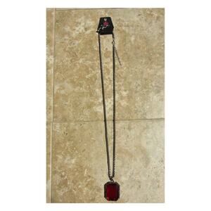 Paparazzi Red Amulet Opera Length Gothic Necklace & Earring Set